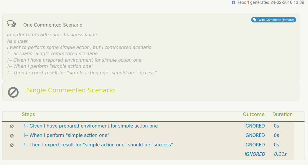 jbehave scenario commented